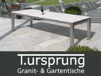 Thomas Ursprung Granittische Keramiktische Gartenstühle Edelstahl